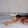 Corrente Simples para Clavícula Colar de Pérolas de Água Doce Estrela do Mar Estrela de Cinco Pontas Acessórios para Férias na Praia