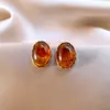 Brincos Geométricos de Olho de Tigre Vintage para Mulheres, Brincos de Tarraxa Melad Retrô Outono/Inverno, Brincos de Nicho de Alta Qualidade