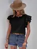 Camisa Casual de Verano Suelta con Cuello Redondo y Mangas de Murciélago con Volantes de Manga Corta para Mujer - Amazon Europeo y Americano 2026