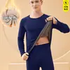 Ropa interior térmica para hombre, engrosada, forrada de polar, de terciopelo, ropa de otoño, traje de pantalones largos, para otoño e invierno, base