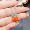 Venta al por mayor de fábrica Populares Pendientes de Ópalo de Fuego Natural Plata S925 Incrustado Piedra Principal 6*8 Joyería de Lujo Venta Directa de Fábrica
