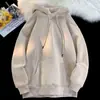 Sudadera con capucha de color liso de marca americana de moda de alta calle transfronteriza, nuevo estilo otoño e invierno, forrada de forro polar, casual y versátil, adecuada para parejas