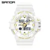 Reloj SANDA para estudiantes, doble pantalla, textura de mezclilla, reloj electrónico multifuncional, reloj electrónico deportivo impermeable transfronterizo