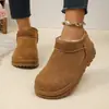 Novas Botas Curtas Femininas Outono Inverno Espessas Feias Fofas 2025 Com Pelúcia Botas de Neve Solado Grosso Sapatos de Algodão Batata Pequena Cabeça Grande Grande Inverno