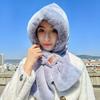 Bufanda y Sombrero Integrados Otoño e Invierno Cálido Felpa Engrosado Imitación Piel de Conejo Lindo Sombrero con Protección para las Orejas 2024 Estilo Caliente para Mujeres