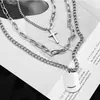 Collar de Moda Hip-Hop Multicapa Europeo y Americano para Mujer, Cadena para Clavícula, Colgante de Cruz de Marca de Moda, Accesorios para Hombre, Adornos Colgantes