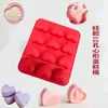 Forma de Silicone com 12 Furos em Formato de Coração para Bolo, Forma para Biscoito, Pudim, Chocolate, Frutas Cristalizadas, Forma para Decoração de Sobremesa com Fondant