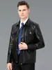 Chaqueta de Cuero Genuino de Gama Alta para Hombre 2026 Nueva Casual Motociclista Chaqueta de Cuero para Hombres de Mediana Edad Abrigo Engrosado con Terciopelo Tendencia