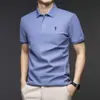 Camisa Polo Bordada de Algodão Puro de Manga Curta para Homens 2026 Verão Novo Estilo Casual Simples Gola Lapela Respirável Camiseta Roupa de Pai