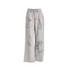 Pantalones vaqueros grises estilo americano de calle alta con estampado de grafiti de dibujos animados a la moda, pantalones anchos de pierna recta de gran tamaño
