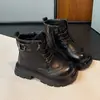 Dr. para Niñas. Botas Martens 2026 Otoño/Invierno Botines Retro para Niños Botas de Estudiante Felpa Adentro Estilo Británico Botas de Cuero para Niños
