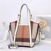Bolso de Mujer Estilo Coreano Nuevo Transfronterizo Bolso de Gran Capacidad a Cuadros Cubo Lona Bolso de Mano para Mujer con Hombro Bolso Tote