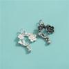 Colgante Flor Doble Plata de Ley S925 Colgante Flor Pequeña Estilo Étnico Colgante de Collar DIY Cristal Ágata Colgante de Pulsera