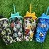 Porta-copos com Tema Atmosfera de Futebol com Laço Copo de Sorvete com Tampa Copo de Plástico de Natal com Canudo Decoração