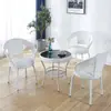 Silla de Ratán para Balcón Silla Individual con Respaldo Tejida a Mano Sala de Estar Dormitorio Silla de Ratán Giratoria Simple para el Hogar Silla de Ratán Pequeña para Exteriores
