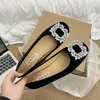 Brisa da Noite Estilo Francês Sapatilhas Femininas 2026 Primavera Novidade Fivela Quadrada com Strass Mocassins Planos Rasos de Calçar