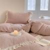 Padrão retrô francês outono e inverno veludo leite retrô francês jacquard novo conjunto de quatro peças para quarto de casa com babados