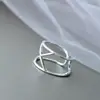 Nafuge Joyería de Plata al por Mayor Dedo Índice Anillo Ancho Abierto de Plata de Ley 925 Anillo de Plata de Ley de Moda para Mujer