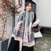 Bufanda Nueva de Invierno Cálida Imitación Cachemira Bufanda de Largo Medio para Aire Acondicionado para Mujer Bufanda Retro con Borlas de Caballo