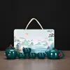 Conjunto de Chá de Viagem Cerâmico Fosco Bolsa Portátil Outdoor Carro Copo Rápido Conjunto Pequeno Negócios Dingyao Incluindo Bandeja de Chá