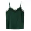 Camisola de Renda com Cílios Feminina de Verão Versátil Roupa Íntima de Cetim de Seda Camisa Base Bonita para as Costas
