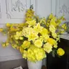 Flores Artificiais Amarelas para Arranjos de Casamento, Decorações de Local de Casamento, Decorações de Janela de Casa, Decorações de Corredor com Flores Artificiais, Flores Artificiais