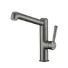 Grifo para Lavabo de Cobre Puro Gris Gunmetal Lavabo de Baño Estilo Hogareño Crema Grifo de Baño Frío y Caliente Lujo Ligero