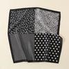 Lenço de Seda Fino com Bolinhas Francesas Preto e Branco Quadrado Pequeno de Castanha Imitação de Seda Versátil Moda Primavera e Verão Peça Decorativa Única