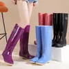 Botas de Lluvia Europeas y Americanas de Talla Grande para Mujer, Caña Extra Alta, Zapatos de Lluvia Forrados de Lana, Zapatos de Agua de Moda para Viajes al Aire Libre, Zapatos de Cocina
