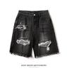 Pantalones Cortos de Mezclilla Rasgados para Hombre Pantalones de Verano Pantalones Capri Retro Sentido de Diseño High Street Nicho Americano High Street Pantalones de Mendigo