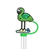 Serie Creativa de Flamencos de Dibujos Animados Tapa de Popote de Goma Suave de PVC Tapón a Prueba de Polvo 10 mm Decoración de Popote Personalizada DIY en Stock