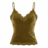 Camisola de terciopelo y encaje retro francesa para otoño e invierno para mujer con copas, corte ajustado, soporte lateral en el busto, top interior