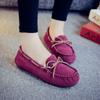 Zapatos de lana tipo pea para otoño e invierno, Zapatos de algodón de lana forrados de vellón para mujer, Zapatos planos de cuero genuino, Zapatos cálidos tipo slip-on para mujeres embarazadas y madres, Zapatos tipo cuchara
