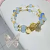 Cielo Estrellado Azul Ballena Azul Tigre Cuentas de Vidrio Pulsera de Obsidiana Rosa Caballo Cremoso Pulsera Dulce de Alta Gama