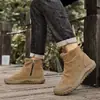 Botas Martin 2026 Outono Novo Cano Alto Couro Casual Tendência Sapatos Pretos Resistentes a Manchas Sapatos de Algodão Antiderrapantes Masculinos Botas de Couro Masculinas