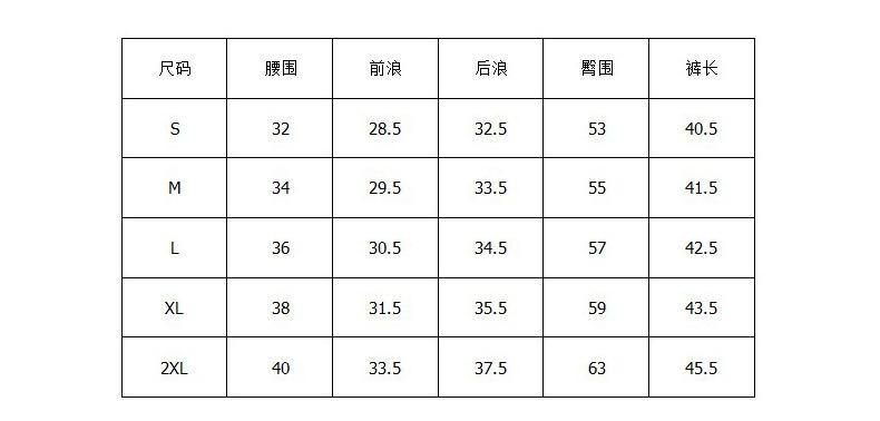 尺码表