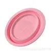 Tazón de Limpieza Plegable de Silicona para Esponjas de Maquillaje, Beauty Blender, Brochas de Maquillaje, Herramienta de Limpieza, Tazón de Limpieza Plegable Ovalado de Silicona