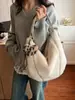 Bolso peludo de gran capacidad para otoño e invierno para mujer, nuevo estilo 2025, bolso cruzado versátil para el día a día, bolso peludo de un solo hombro para debajo del brazo