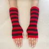 Guantes de Manga de Lana Rayada de Doble Color Tejidos Transfronterizos a Prueba de Frío y Cálidos Guantes de Manga Decorativos de Longitud Media Sin Dedos