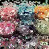 Nuevo Set de 6 Colores Espejo Gradiente Mariposa Destello Color Mixto Cáñamo Flotante Arena Movediza Lentejuela Forma Especial Joyería para Uñas de Manicura