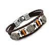 Pulseira de exportação atacado corda de couro trançada com contas três acessórios de liga pulseira de couro masculina ornamentos de mão japoneses e coreanos