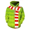 Conjunto de pareja para Navidad y Halloween, sudadera con capucha de manga larga con estampado digital 3D, hoodie casual holgado