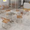 Celebridades de Internet Tienda de Té con Leche Mesa de Café Acrílico Mesa y Silla de Comedor Acero Inoxidable Mesa Redonda Pequeña Mesa Cuadrada Estilo Industrial Mesa Sólida
