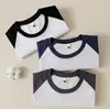 Camisetas de Manga Corta de Marca de Moda para Verano para Hombres y Mujeres, Tops Redondos Sueltos con Bloques de Color para Hombres, Tops de Algodón de Manga Corta con Bloques de Color