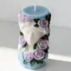 Jiahuimei Retrato Floral em Relevo Vela de Aromaterapia Molde de Silicone DIY Cilindro Floral Pedra Difusora de Aromaterapia Artesanal