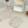 Espelho Dobrável Pequeno Floral Vintage Estilo Ins Dormitório de Estudante Espelho de Maquiagem para Casa Espelho de Mesa para Maquiagem Espelho Portátil