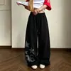 Calças casuais largas estilo retrô americano, calças esportivas femininas, novas para primavera e outono, versáteis para rua, hip-hop, dança jazz, calças de moletom