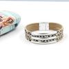 Pulseira da nova moda europeia e coreana Dourado Fosco cotovelo multicamadas PU couro de oncinha pulseira feminina atacado
