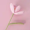 Flor Artificial Hecha a Mano Flor Eterna Tejida a Crochet Nieve Cinco Flores Tulipán Calidad Ramo de Flores Decoración del Hogar Floristería Flor de Lana