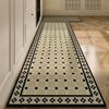 Felpudo de cocina americano retro geométrico, absorbente, de fácil cuidado, suave, con diatomeas, para el hogar, largo, resistente a la suciedad y antideslizante.